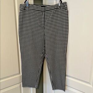 Talbots Black & White Plaid Hampshire Ankle Pants 24W